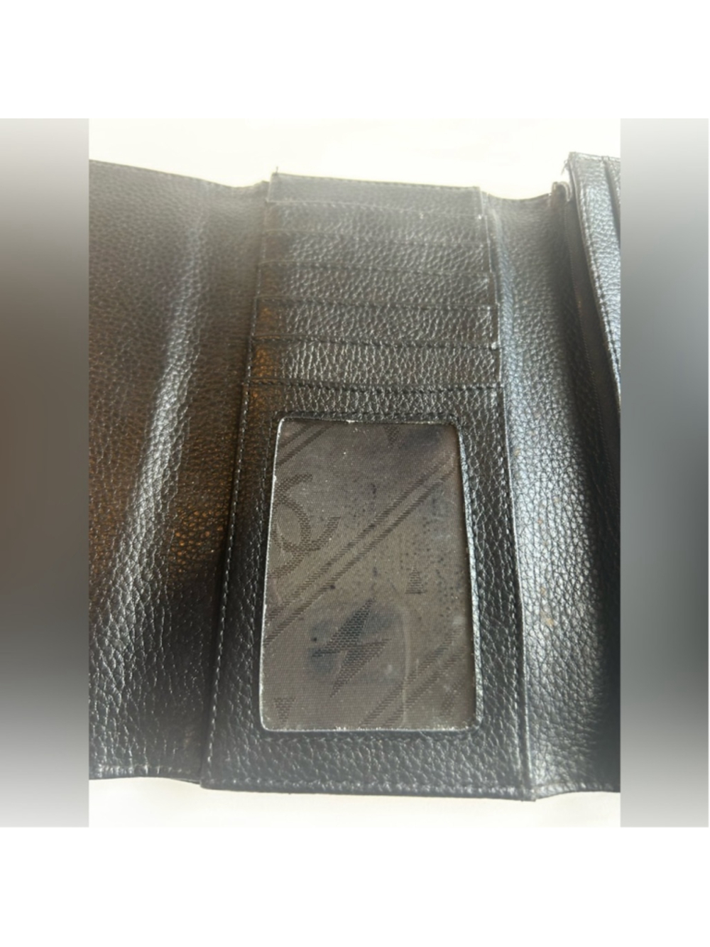 Vintage Chanel CC Logo Black Caviar Leather Wallet Designer Authentic Trifold - Picture 8 of 13
